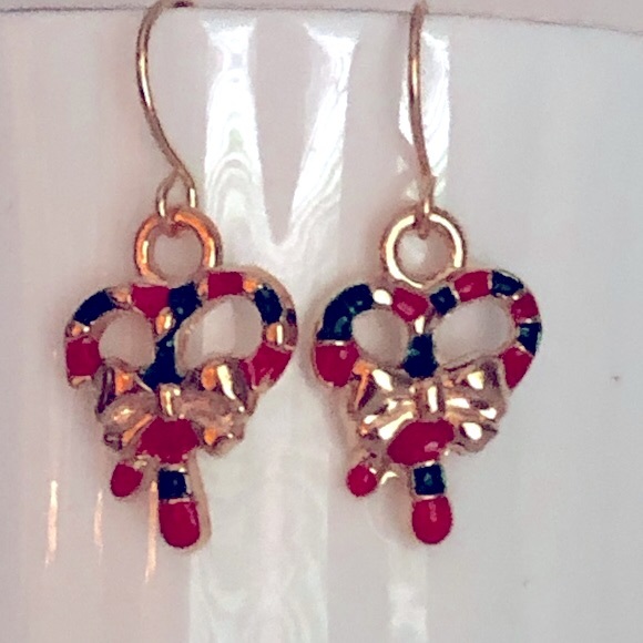 Candy Canes Christmas Winter Holiday Cute Fun New Hand Crafted Earrings - Picture 2 of 4